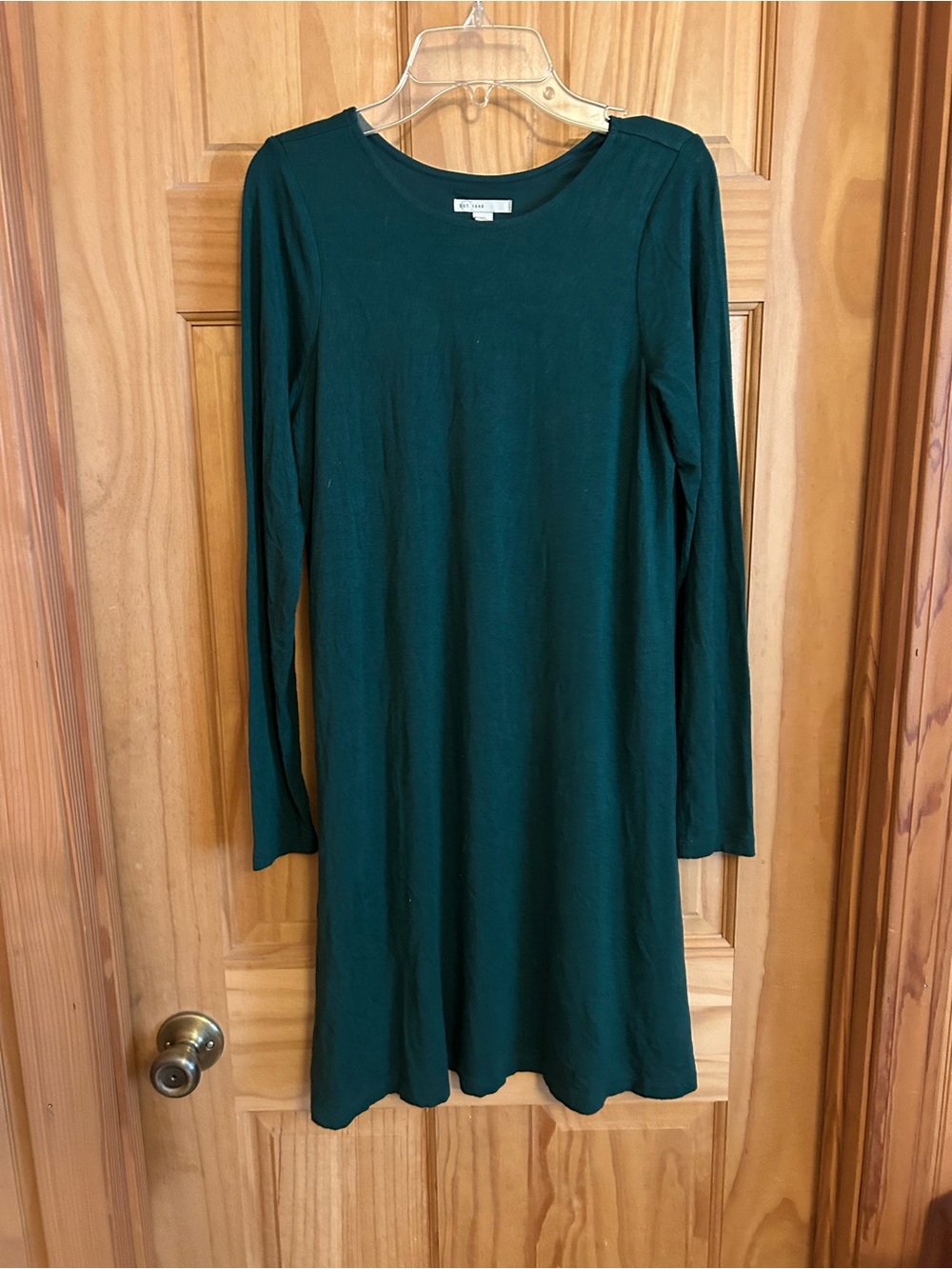 Elegant Dark Teal Long Sleeve A-Line Dress